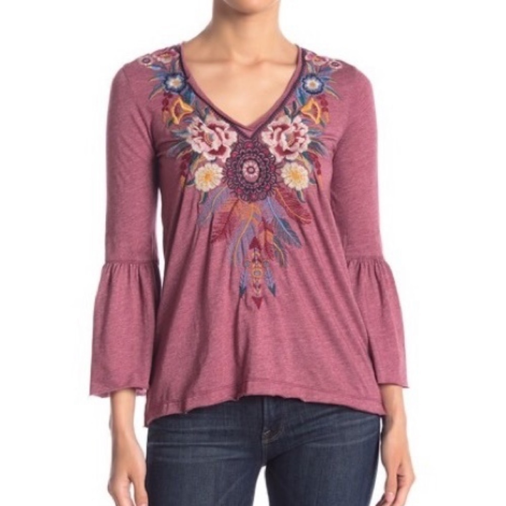 Johnny Was Embroidered Top Size Medium